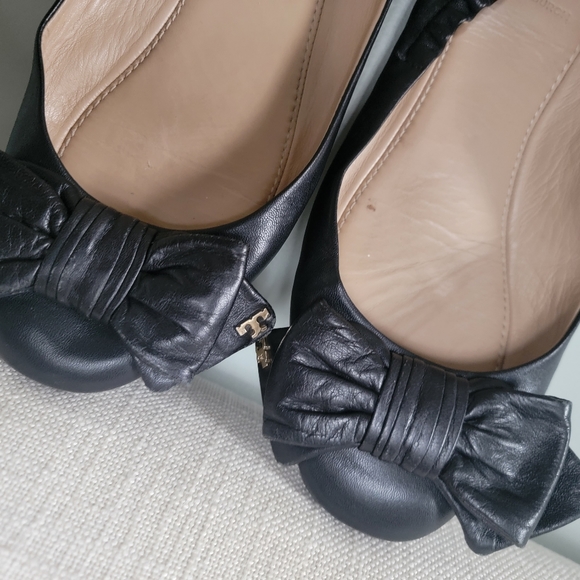 Tory Burch Black Leather Balet Flats - Picture 10 of 12